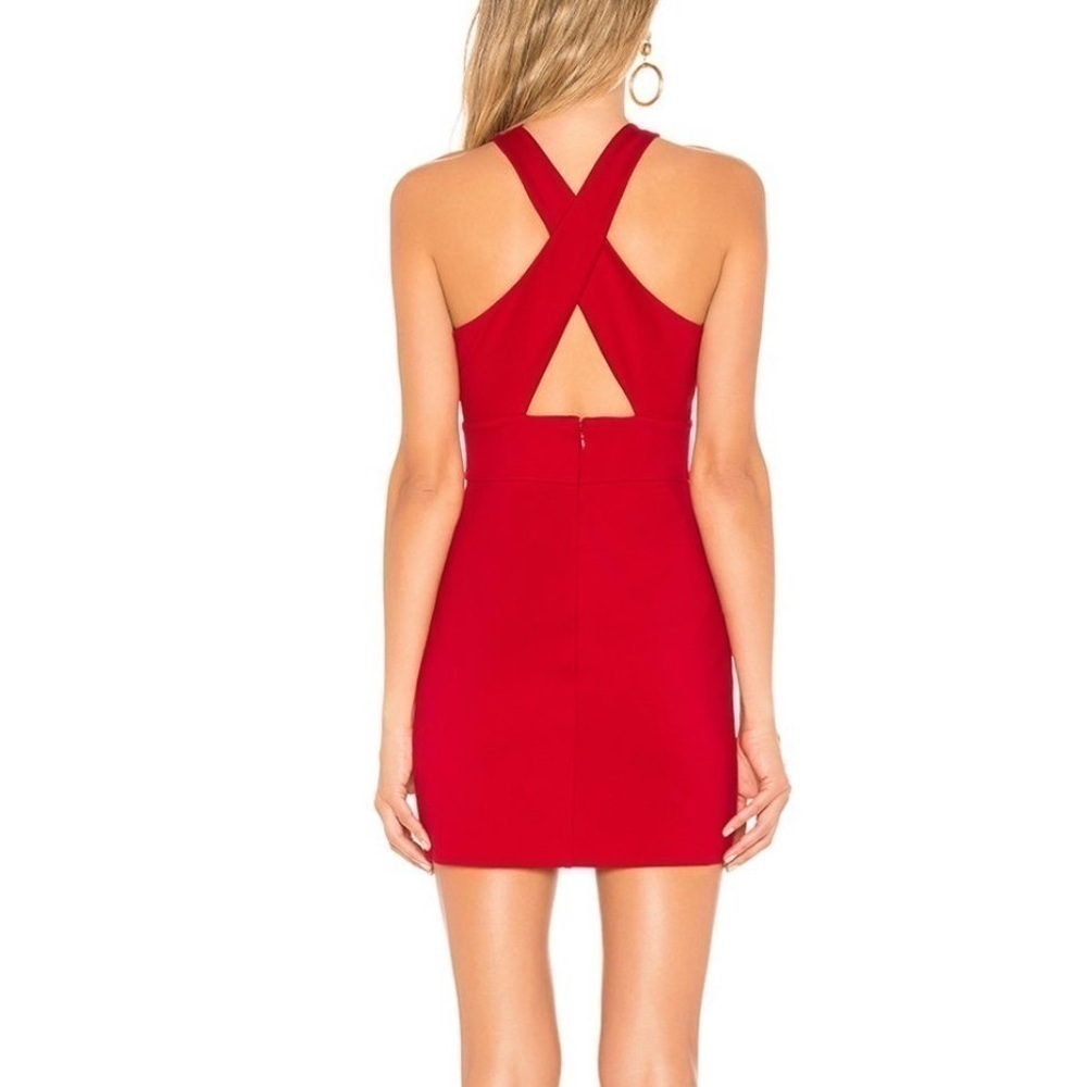 NWT NBD Abriel Criss Cross Front Cut-Out Dress Red Sz L - Picture 2 of 8